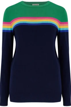 Clearance Rita Jumper - Navy/Green, Rainbow Split Sweaters