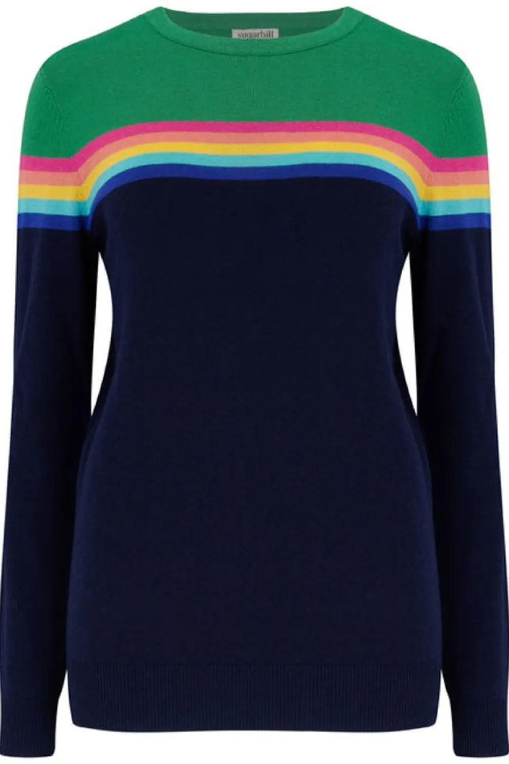 Clearance Rita Jumper - Navy/Green, Rainbow Split Sweaters