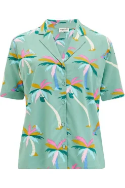 Best Santana Shirt - Green, Rainbow Palms Blouses