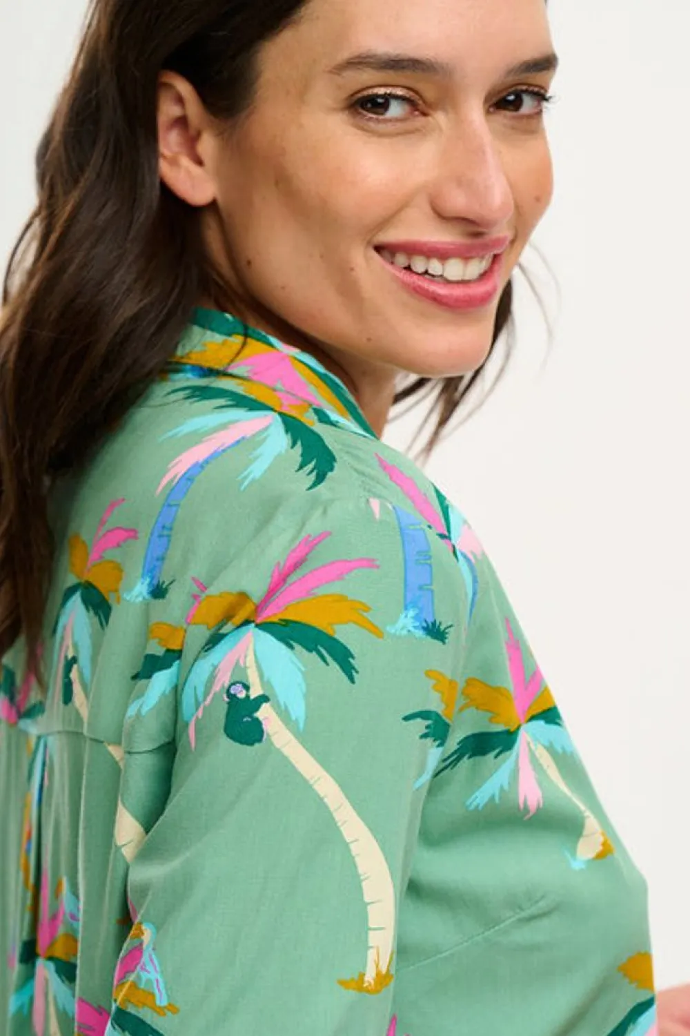 Best Santana Shirt - Green, Rainbow Palms Blouses