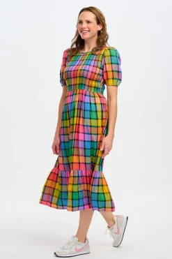 Discount Yolanda Midi Dress Rainbow Check Midi